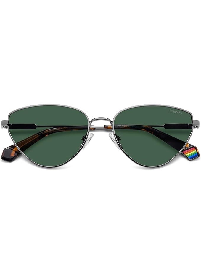 Polaroid Unisex Cat-Eye Sunglasses - PLD 6234/S/X 57, Ruthenium Grey Frame with Green Polarized Lenses - Image 4